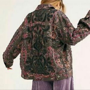 Free People Black and Red Embroidered Fabric